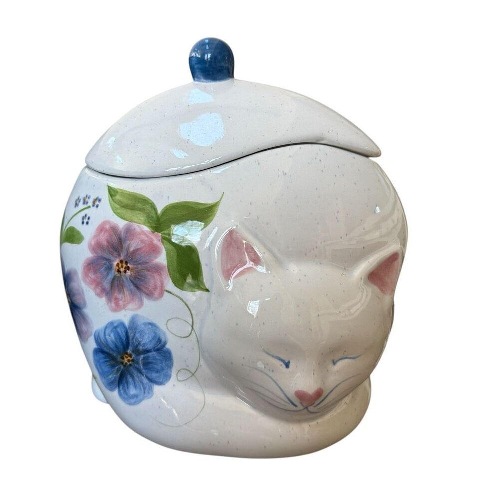 Laurie Gates Los Angeles Pottery vintage ceramic Sleeping Cat Cookie Jar